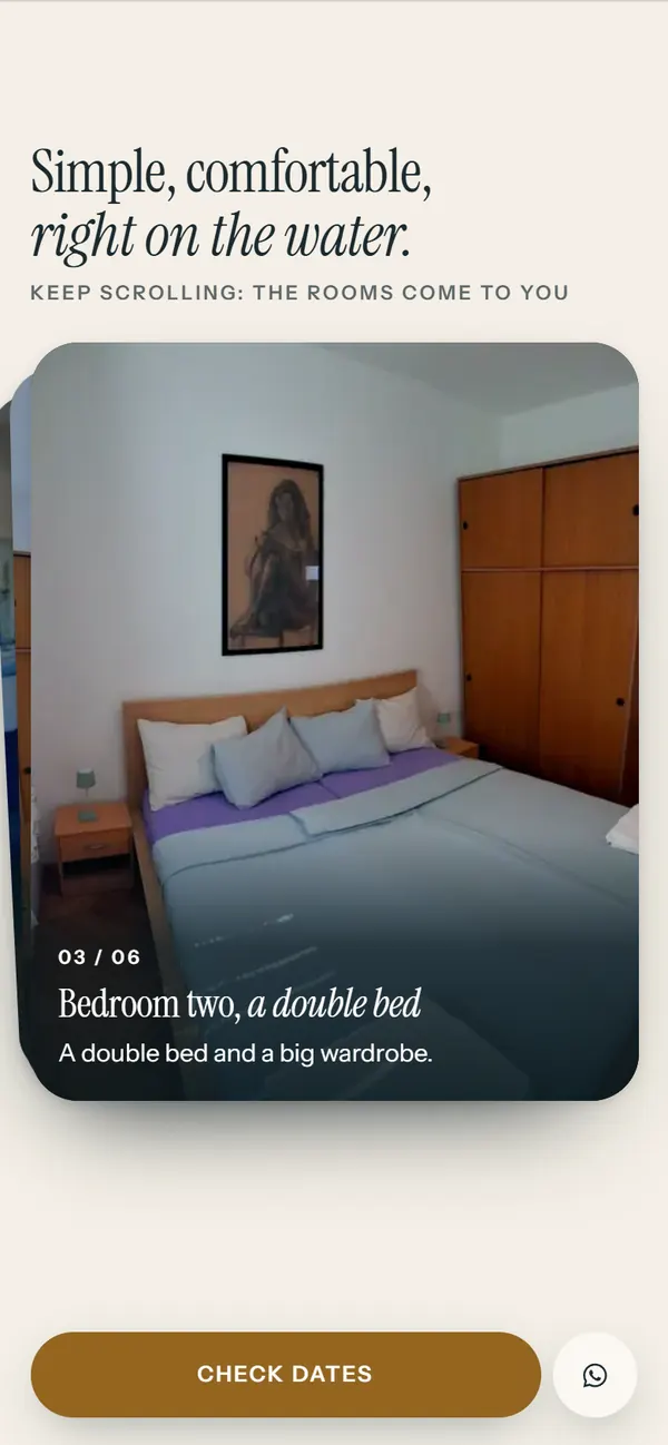 Apartman Sali rooms, each photo filling the phone screen